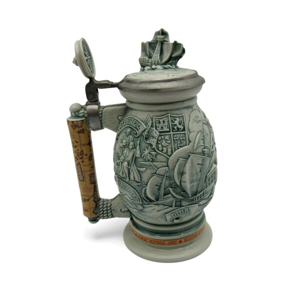 AVON Christopher Columbus New World STEIN from Brazil 1992 Hinged Lid 9.5" Tall - Picture 5 of 12